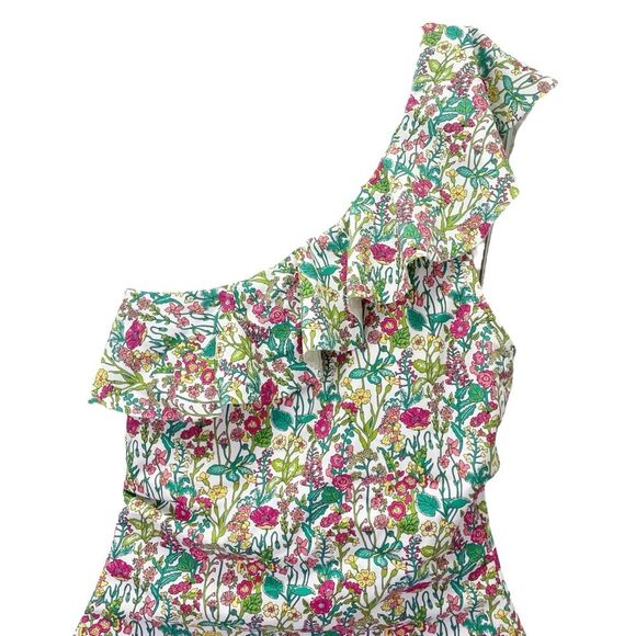 J. Crew Size 2 Ruffle One Shoulder Swimsuit Liberty Floral Print Recycled Fabric - Picture 5 of 14